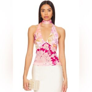 *NWT* MAJORELLE Riviera Halter Top in Pink and Red Floral